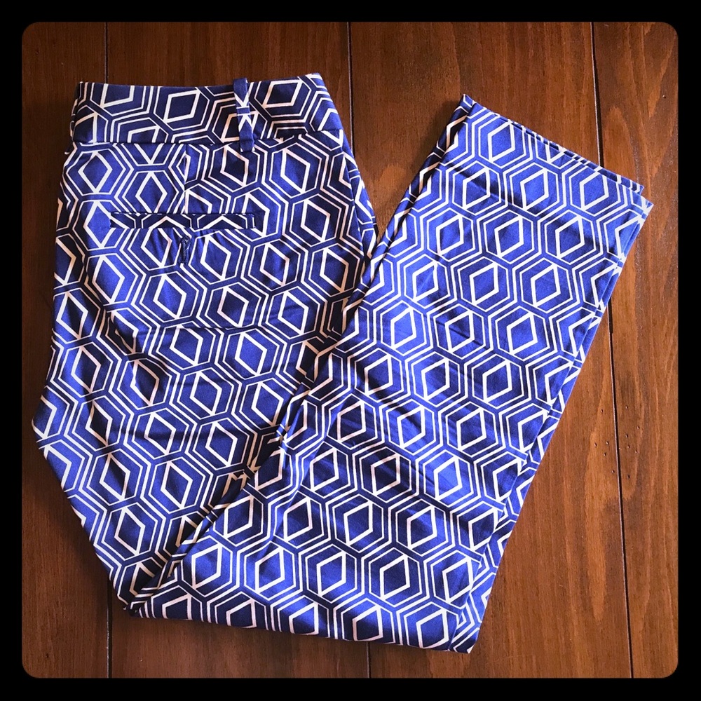 Cobalt blue n white ankle pant size 4
